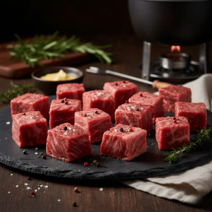 Fondue bourguignonne Formule 3 kg+ – Viande française découpée artisanalement par la Boucherie Le Billot à Saint-Alban